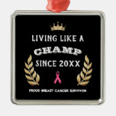 カスタマイズ可能な乳がん生存者の葉月桂樹 メタルオーナメント (正面)