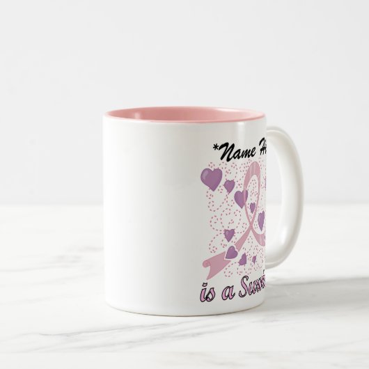 カスタマイズ可能な乳癌の生存者のマグ ツートーンマグカップ (正面右)