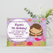 カスタマイズ可能な人魚の誕生会 招待状 (スタンド正面)