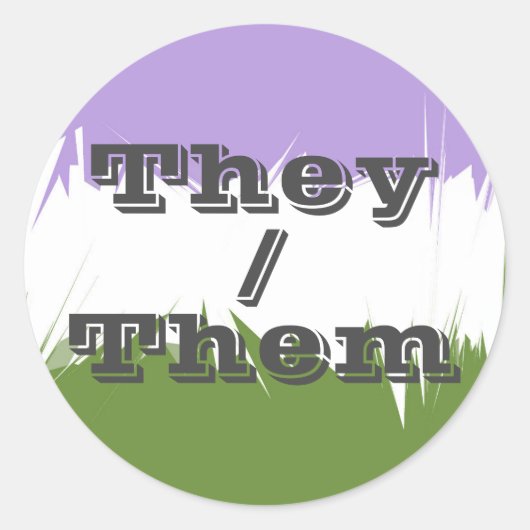 カスタマイズ可能な代名詞スパイキーGenderqueerプライドフラグ ラウンドシール (正面)