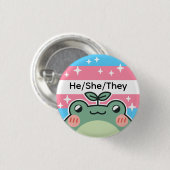 カスタマイズ可能な代名詞トランスジェンダー国旗のカエル 缶バッジ (正面&裏面)