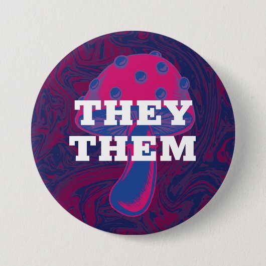 カスタマイズ可能な代名詞バイセクシュアル国旗のキノコ 缶バッジ (正面)