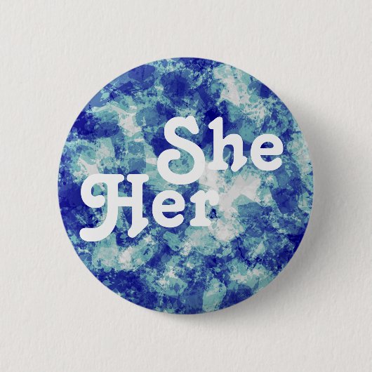 カスタマイズ可能な代名詞ボタン She/Her 缶バッジ (正面)