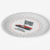 カスタマイズ可能な任意の年齢レースカー誕生日パーティー ペーパープレート (アングル)