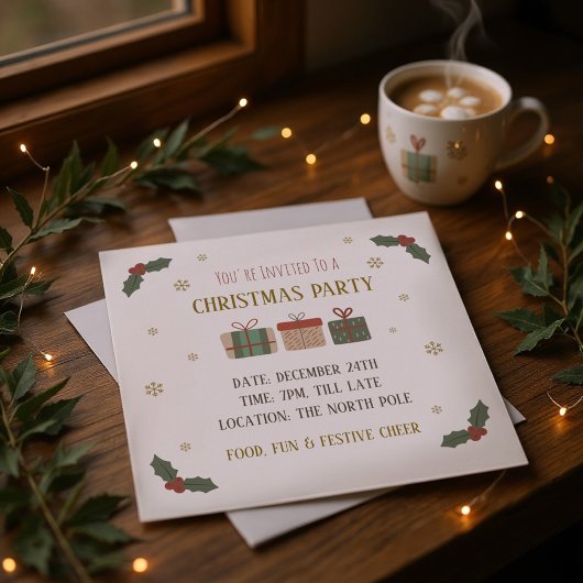 カスタマイズ可能な企業ホリデークリスマスパーティー 招待状