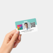 カスタマイズ可能な企業ロゴQRコード従業員写真 バッジ (手持ち)