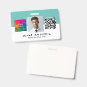カスタマイズ可能な企業ロゴQRコード従業員写真 バッジ (正面＆裏面)