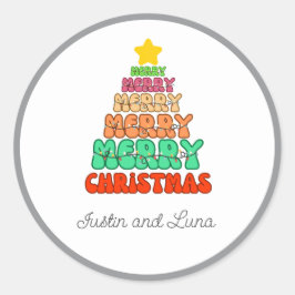 カスタマイズ可能な休日おもしろいとメリー ラウンドシール
