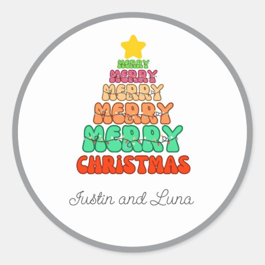 カスタマイズ可能な休日おもしろいとメリー ラウンドシール (正面)