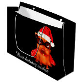 カスタマイズ可能な休日サンタブルドッグ ラージペーパーバッグ (正面アングル)