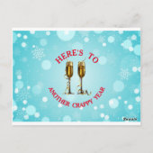 カスタマイズ可能な休日応援シャンパンおもしろいフルート ポストカード (裏面)