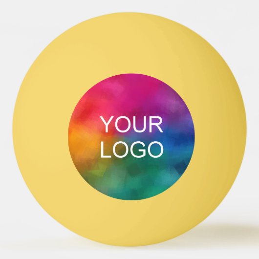 カスタマイズ可能な会社ロゴエンブレムテンプレート黄色 卓球ボール (正面)