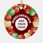カスタマイズ可能な会社ロゴクリスマスバルーン赤 セラミックオーナメント (正面)