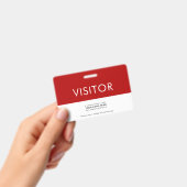 カスタマイズ可能な会社ロゴビジターバッジ |赤 バッジ (手持ち)