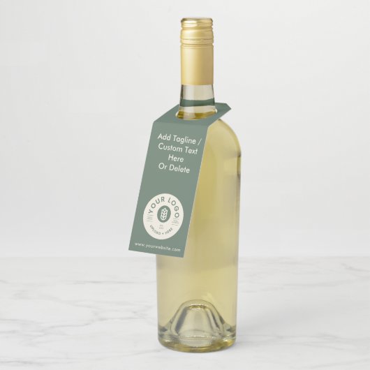 カスタマイズ可能な会社ロゴWebサイトSage Green ボトルネックタグ (アングル)