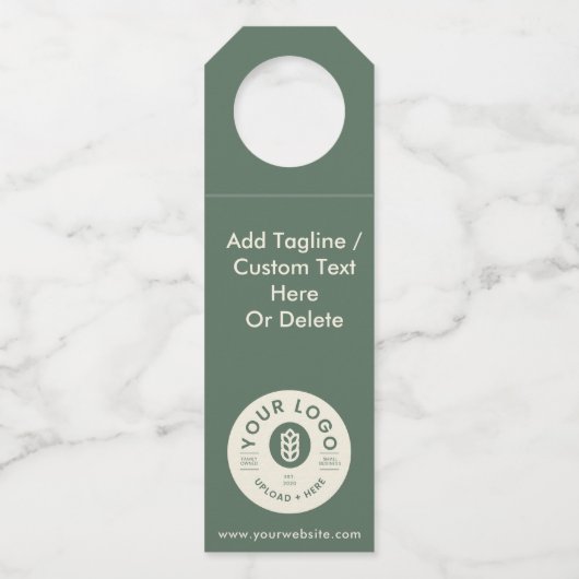 カスタマイズ可能な会社ロゴWebサイトSage Green ボトルネックタグ (裏面)
