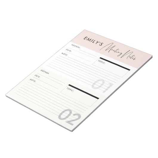 カスタマイズ可能な会議メモメモプランナーメモ ノートパッド (アングル)