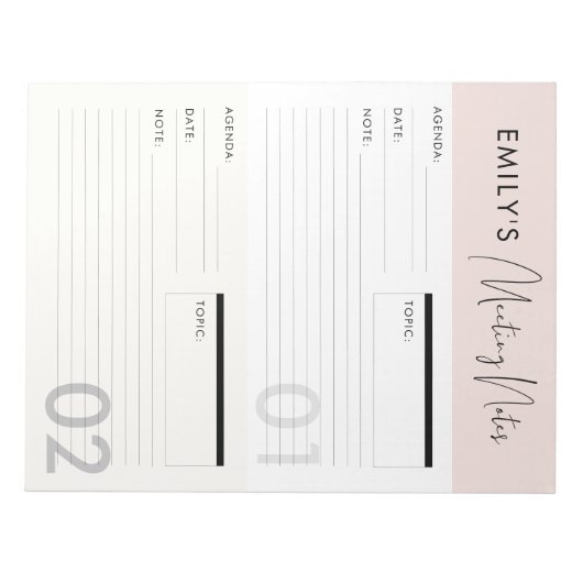 カスタマイズ可能な会議メモメモプランナーメモ ノートパッド (正面)