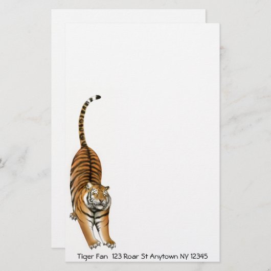 カスタマイズ可能な伸張のベンガルトラの文房具 便箋 (正面/裏面)