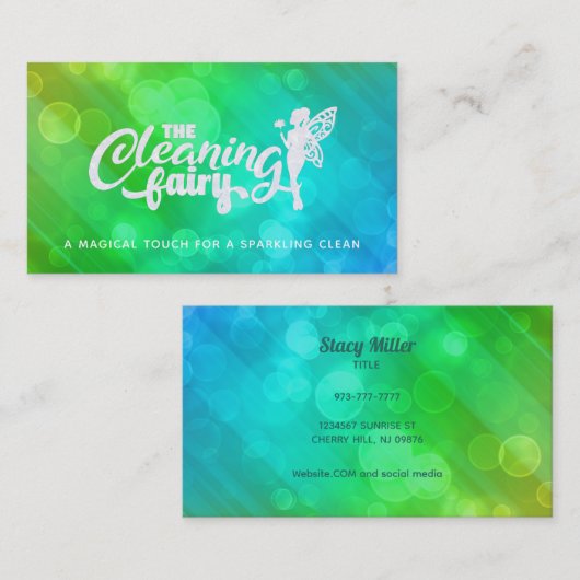 カスタマイズ可能な住宅清掃名刺ロゴ 名刺 (正面/裏面)
