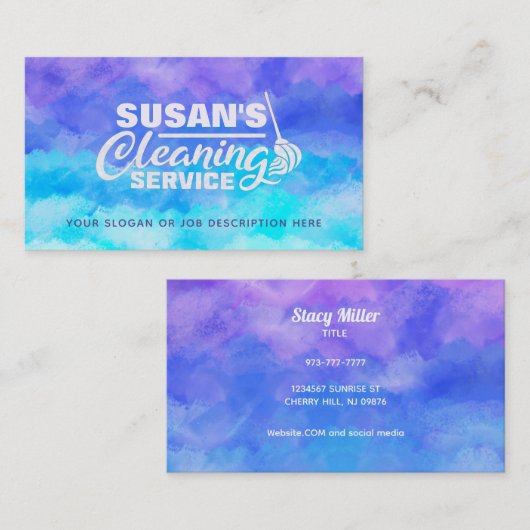 カスタマイズ可能な住宅清掃名刺 名刺 (正面/裏面)