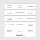 カスタマイズ可能な個々のゲスト名ラベル シール (シート)