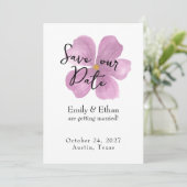 カスタマイズ可能な優雅な紫の花のSave the dateカード 招待状 (スタンド正面)
