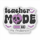 カスタマイズ可能な先生のハロウィン Teacher Mode On ステッカー シール (正面)