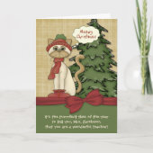 カスタマイズ可能な先生の名前メモイクリスマス子猫 シーズンカード (正面)