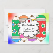 カスタマイズ可能な先生フィードバックの学生へのコメント ノートカード (正面)