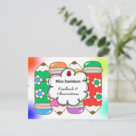 カスタマイズ可能な先生フィードバックの学生へのコメント ノートカード