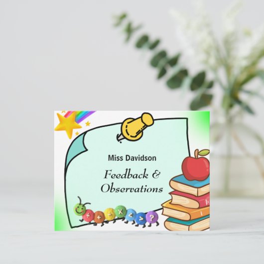 カスタマイズ可能な先生フィードバックの学生へのコメント ノートカード (スタンド正面)