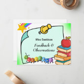 カスタマイズ可能な先生フィードバックの学生へのコメント ノートカード (正面/裏面インサイチュ)