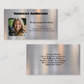 カスタマイズ可能な光沢のある金属テクスチャペットシッター 名刺 (正面/裏面)