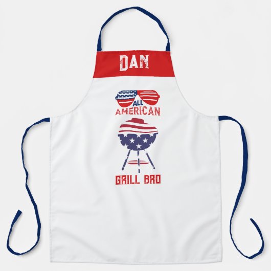 カスタマイズ可能な全アメリカグリルブロ愛国的シェフ エプロン (正面)