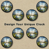 カスタマイズ可能な共通のゴルデンアイアヒルでサンセットローン ラウンド壁時計