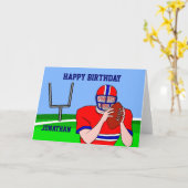 カスタマイズ可能な写真および名前のフットボールの格子鉄 カード (黄色い花)