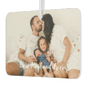 カスタマイズ可能な写真とテキストの「史上最高の夫」 カーエアーフレッシュナー (左)