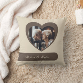 カスタマイズ可能な写真と名前のハートストライプ枕 クッション