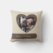 カスタマイズ可能な写真と名前のハートストライプ枕 クッション (正面)