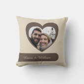 カスタマイズ可能な写真と名前のハートストライプ枕 クッション (正面)