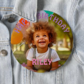 カスタマイズ可能な写真と名前の誕生日ボタン 缶バッジ (インサイチュ)