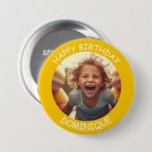 カスタマイズ可能な写真と名前の誕生日ボタン 缶バッジ (正面&裏面)