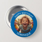 カスタマイズ可能な写真と名前の誕生日ボタン 缶バッジ (正面&裏面)