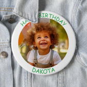 カスタマイズ可能な写真と名前の誕生日ボタン 缶バッジ (インサイチュ)