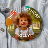 カスタマイズ可能な写真と名前の誕生日ボタン 缶バッジ (インサイチュ)