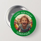 カスタマイズ可能な写真と名前の誕生日ボタン 缶バッジ (正面&裏面)