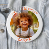 カスタマイズ可能な写真と名前の誕生日ボタン 缶バッジ (インサイチュ)