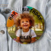 カスタマイズ可能な写真と名前の誕生日ボタン 缶バッジ (インサイチュ)