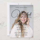 カスタマイズ可能な写真と黒の文字ブライダルシャワー 招待状 (正面)